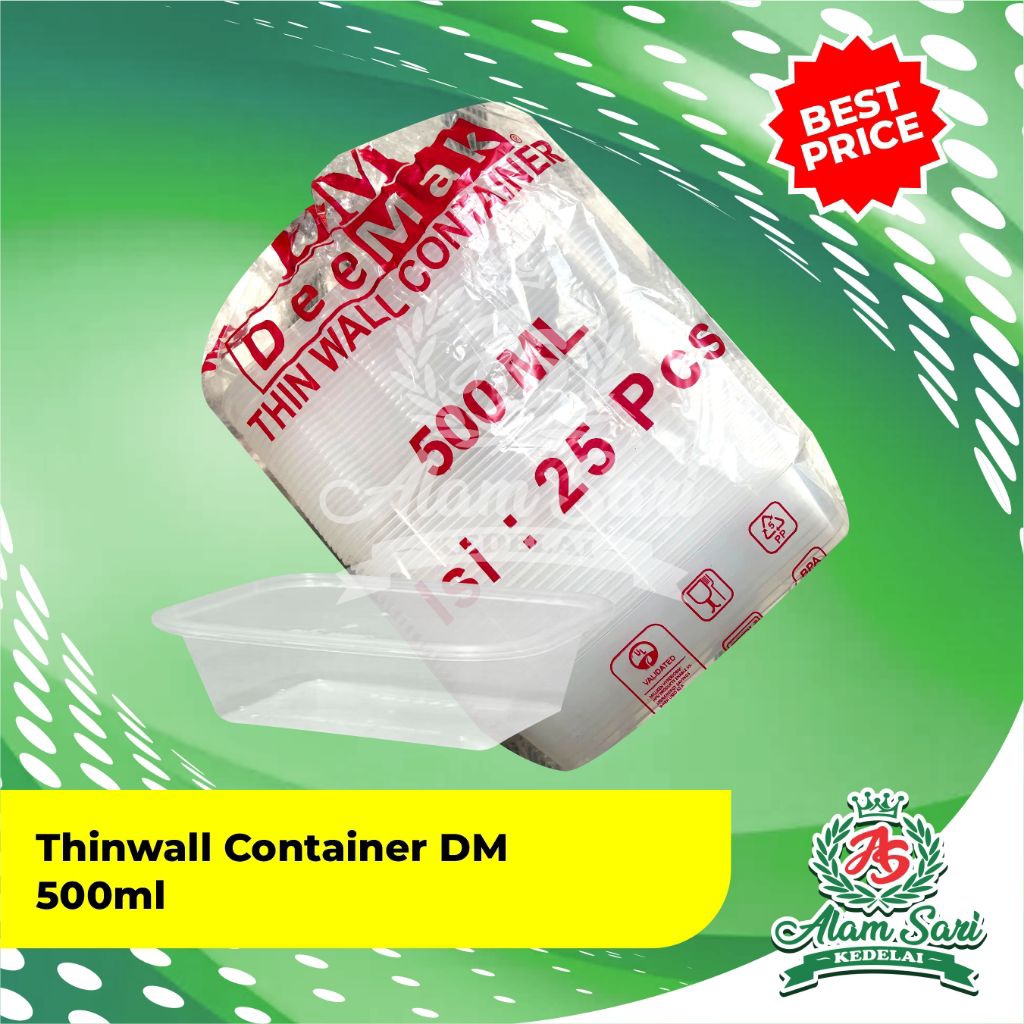 ThinWall DM Container 500ML Kotak | Wadah makanan 500ML | Wadah Makanan Plastik | Tempat penyimpanan