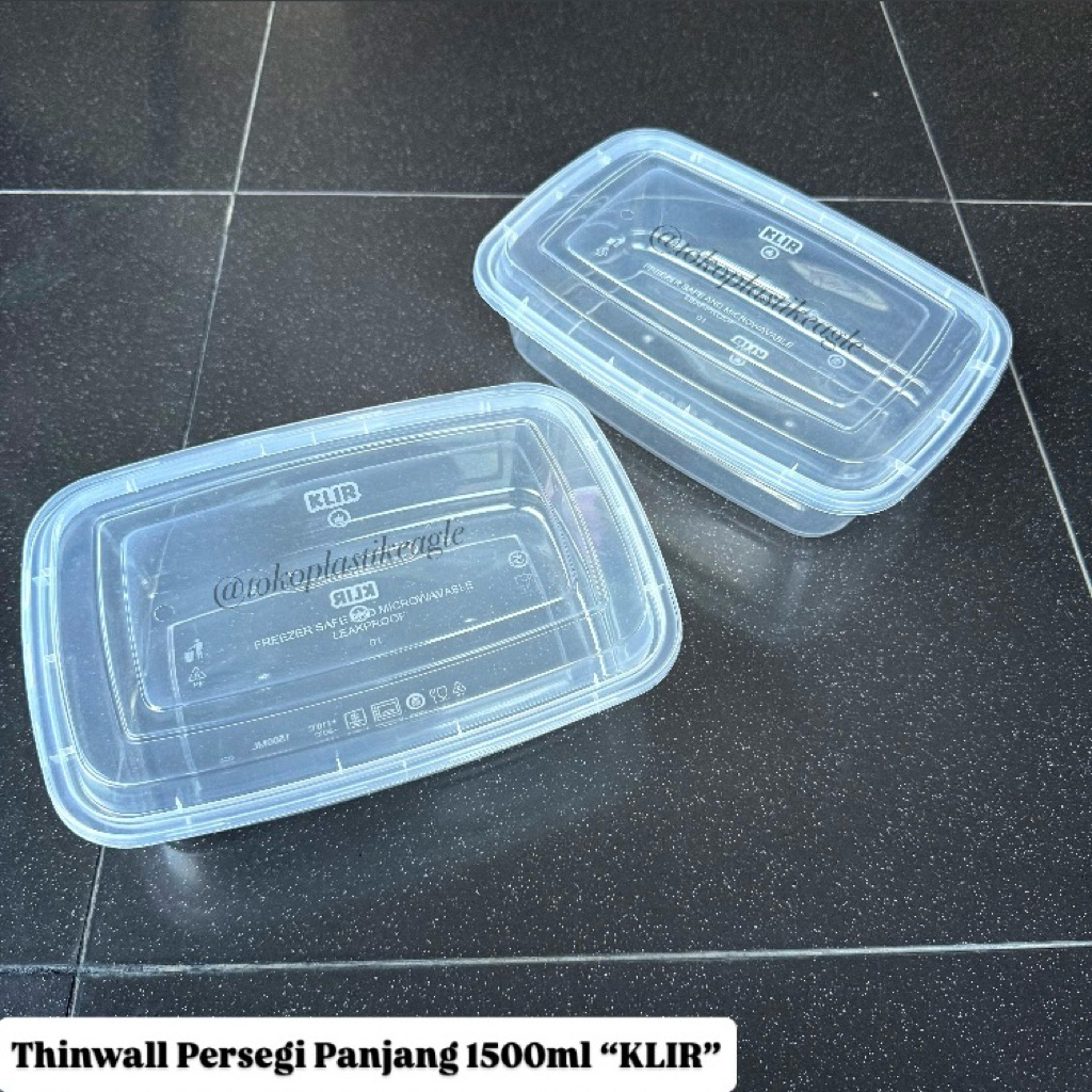[isi 25pcs] Thinwall Persegi Panjang 1500ml “KLIR”