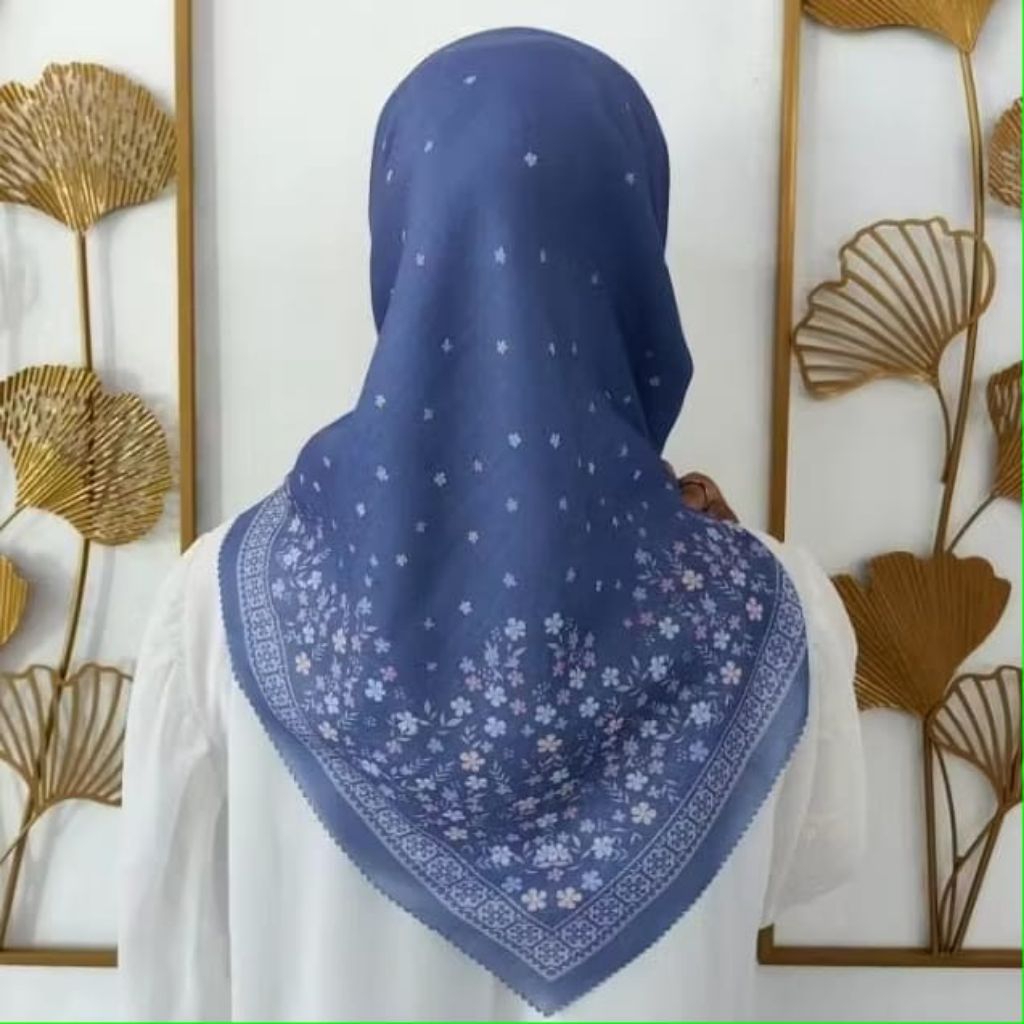 Hijab Motif bunga Segi Empat voal lasercut Kerudung