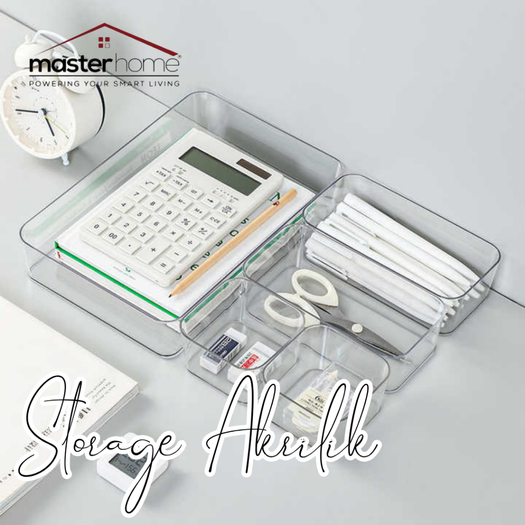 Masterhome Storage Laci Bening Akrilik Serbaguna | Kotak Penyimpanan Alat Dapur Aksesoris Make Up | 