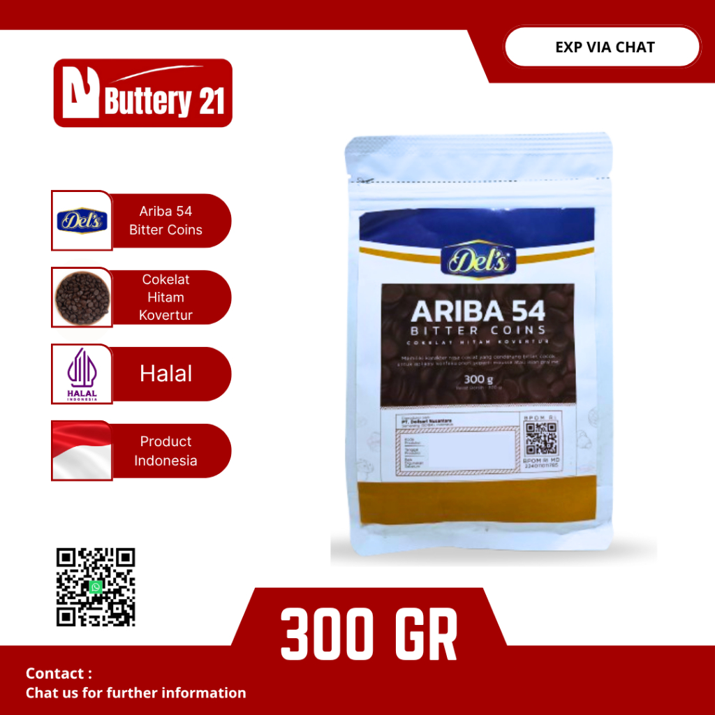 

ARIBA 54% BITTER COINS 300 GR/ARIPA COKELAT HITAM KOVERTUR/ARIBA COKELAT COINS
