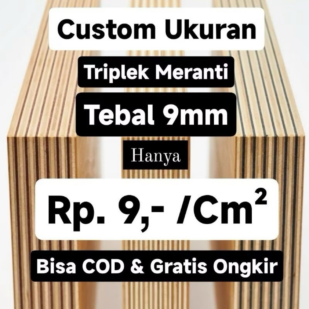 9mm Custom Ukuran Triplek Halus Meranti Plywood Multiplek