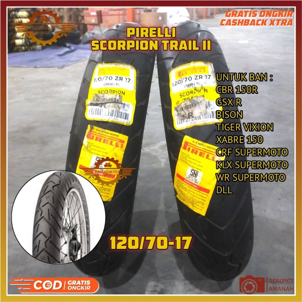 (Promo) Tangan Pertama Ban Pirelli Scorpion Trail 2 Scorpion Trail II Ban 120/70-17 Ban 120 70 17 Ri