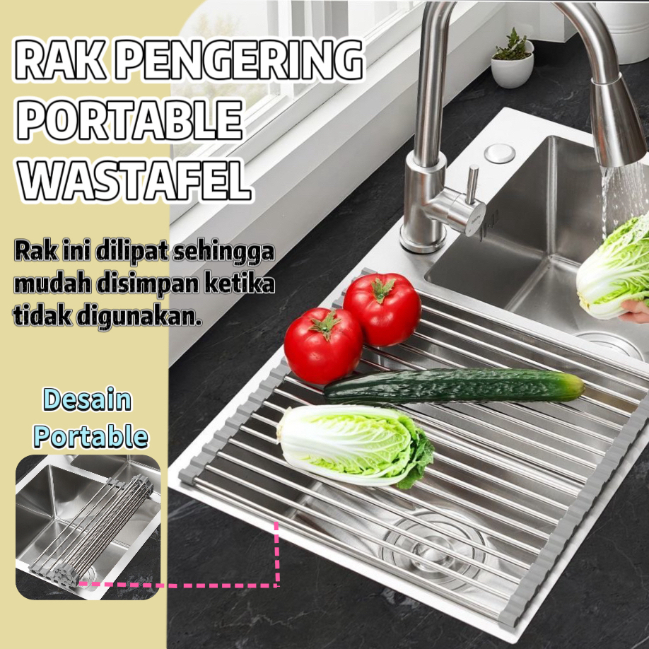 Rak pembuangan dapur stainless steel rak kolong dapur ikea dapur rack Dapat dilipat, mudah disimpan