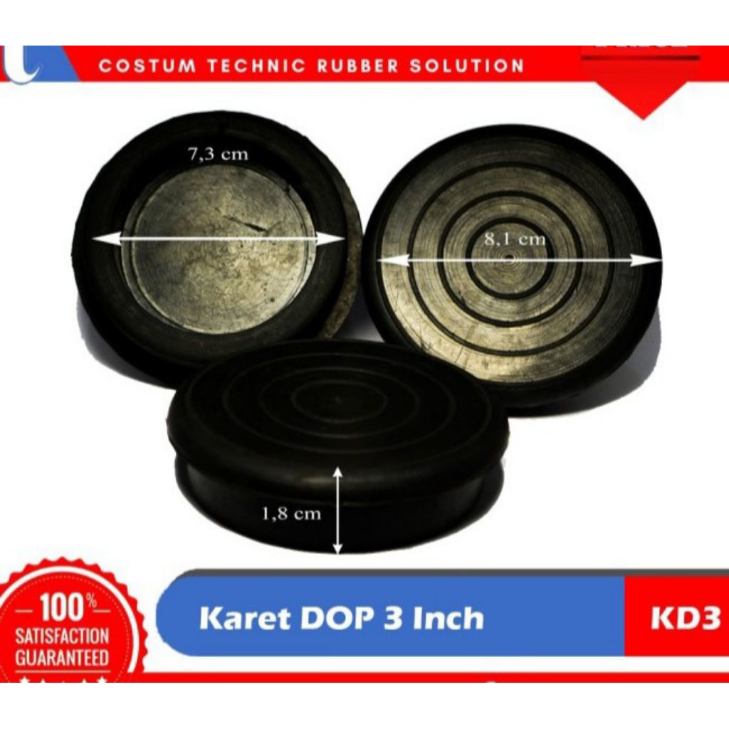 karet dop 3 IN untuk pipa 2'5 inchi  / 7'3mm