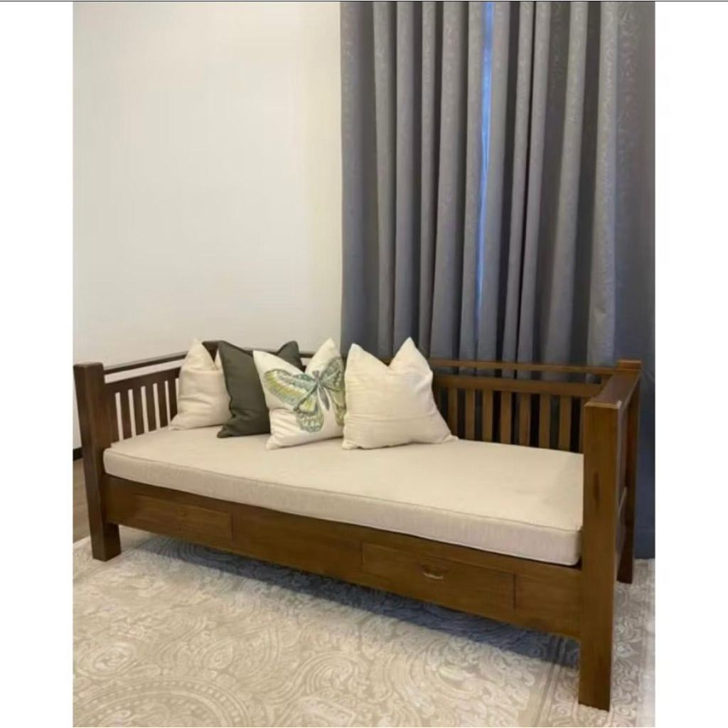 bangku bale bale daybed minimalis jati + matras bisa (daybed murah ,bangku jati,kursi jati)