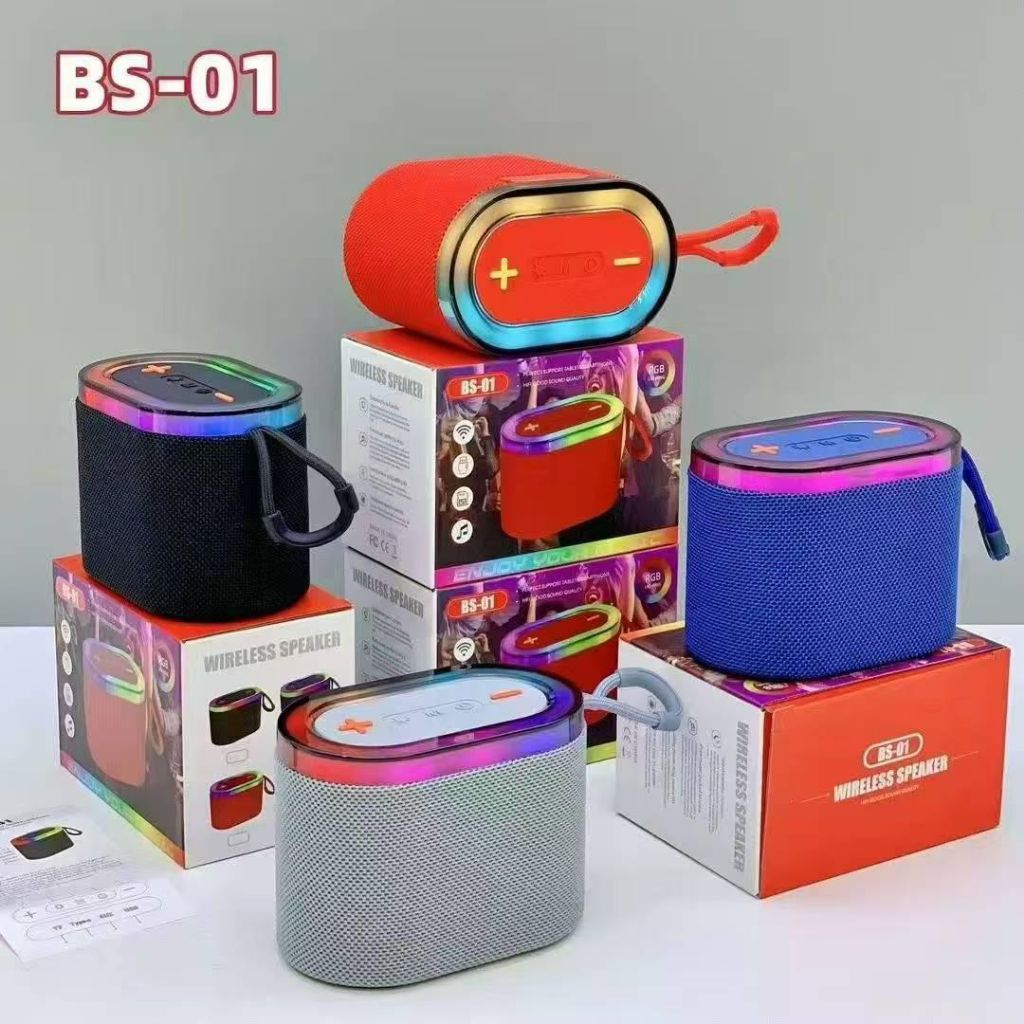 Speaker Bluetooth BS-01 Lampu RGB Portable Genggam Subwoofer Nirkabel Speaker Kartu Luar Ruangan