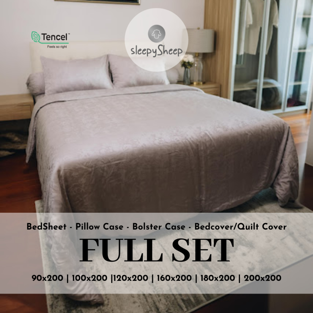 SLEEPYSHEEP Woodland Jacquard Fullset Sprei With Bedcover Quilt Cover Tencel