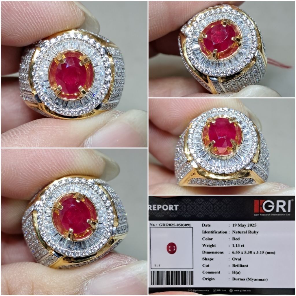 Natural Red Ruby Burma Myanmar 1.13cts memo GRI