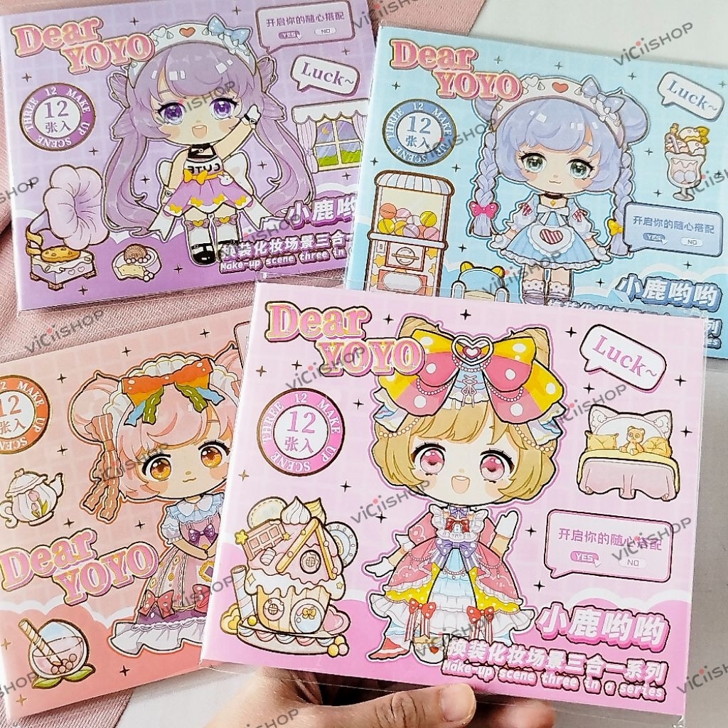 Mainan Diy Buku Tempel Baju Wajah Dekorasi Dear Yoyo/Mainan Buku Stiker Berdandan Girl/Mainan Tempel