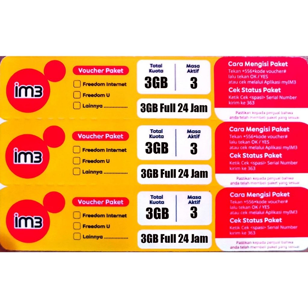 V Indosat Freedom Internet 3GB - 3 Hari