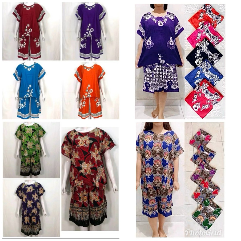 Setelan celana kulot 7/8 gajah putih / setelan kulot gajah putih / setelan batik gajah putih