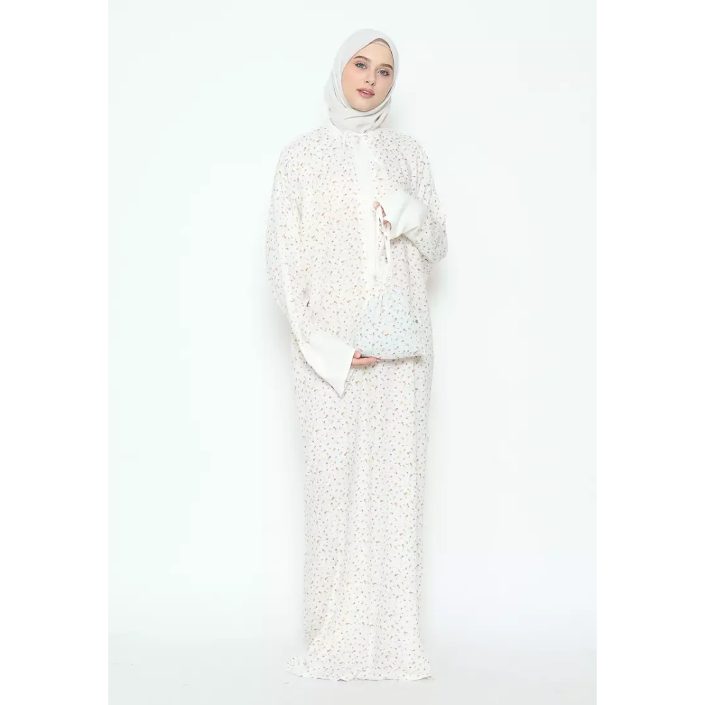 Mandaka Hijab Abaya Long Dress Motif Simple Putih