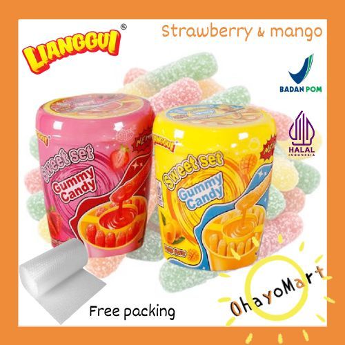 

Lianggui Sweet set Gummy sour candy / permen asam stik lunak colek selai aneka rasa 60grm