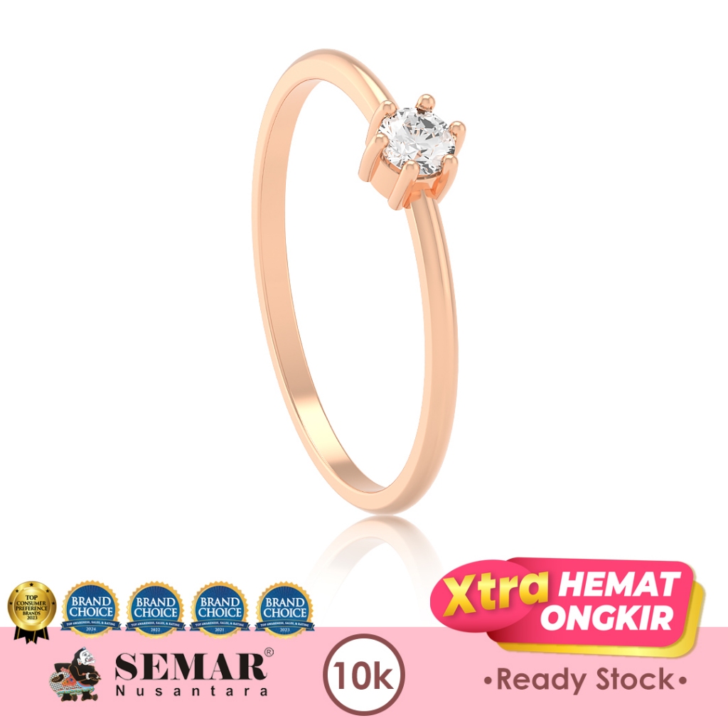 Cincin Emas Wanita Little Solitaire 10K Semar Nusantara