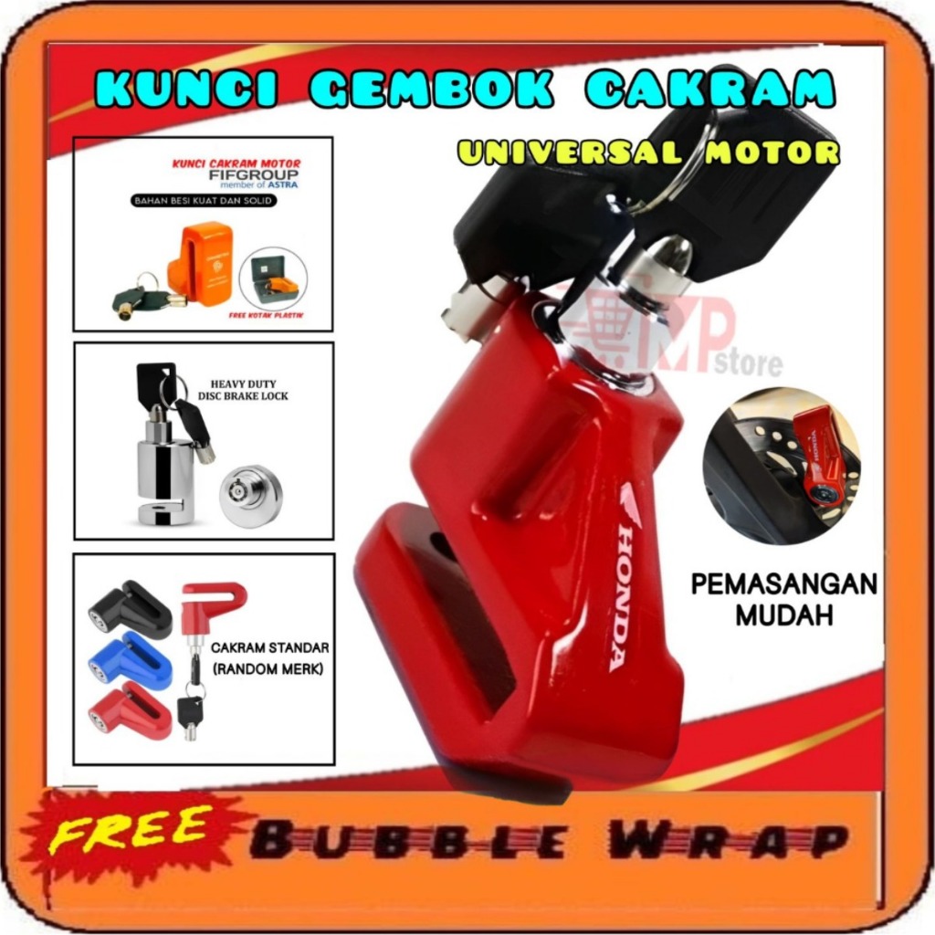 Kunci gembok pengaman Cakram Disc Lock bulat untuk motor matic bebek sport honda beat vario scoopy g