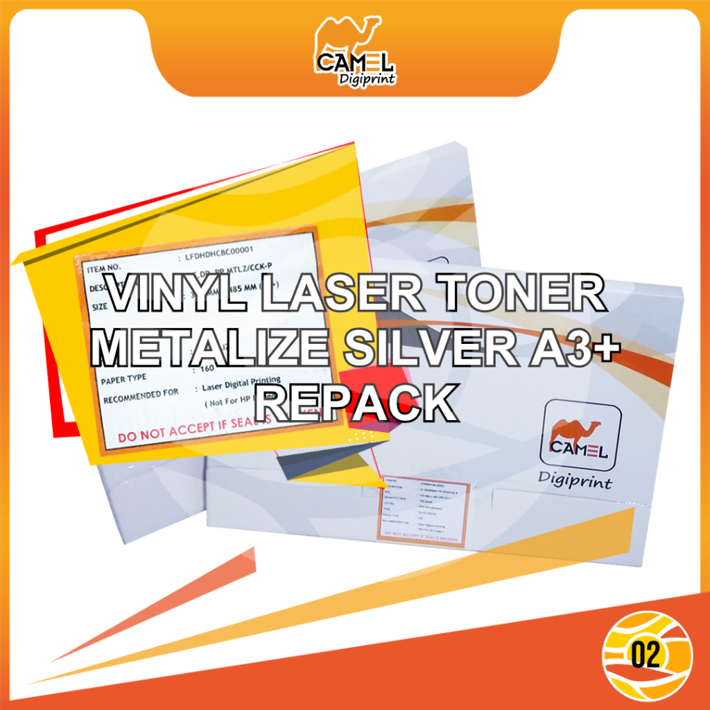

CAMEL DIGIPRINT Stiker Vinyl Laser A3+ Silver Gold Sticker Anti Air Tidak Mudah Sobek - Repack 20