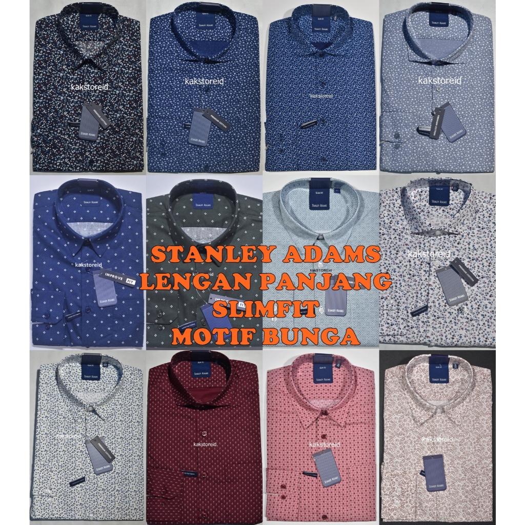 Link Etalase Kemeja Lengan Panjang Motif Floral Slimfit Formal Pria STANLEY ADAMS Motif Bunga Bagus