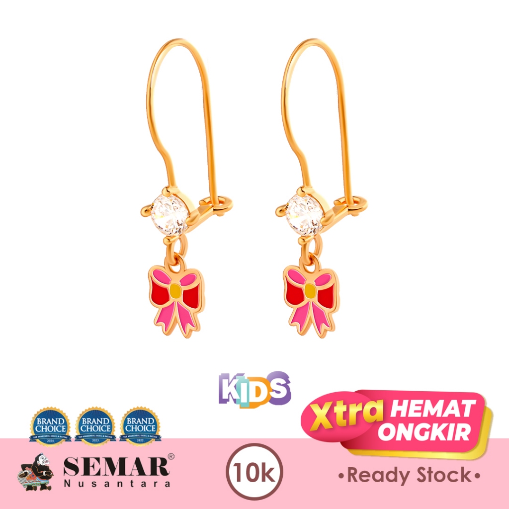 Anting Emas Anak Baby Colour Olea Ribbon Gold 10K Semar Nusantara
