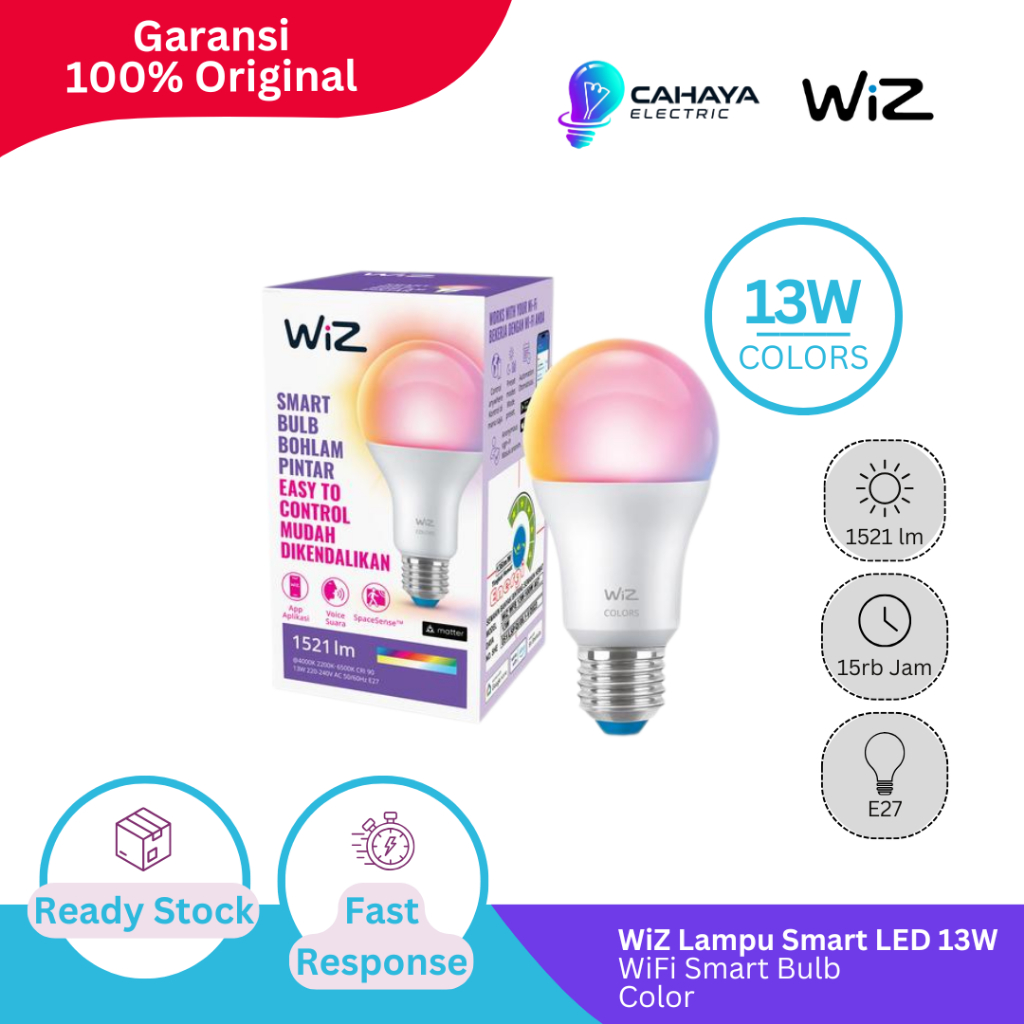 WiZ Lampu Smart LED 13W WiFi Smart Bulb RGB