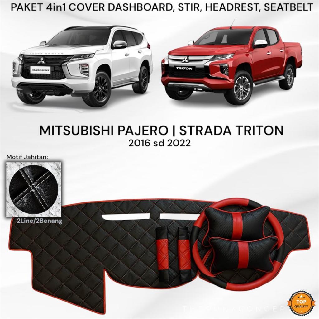 Paket PAJERO STRADA TRITON Cover Dashboard Stir Headrest Seatbelt Kulit Aksesoris Interior Mobil