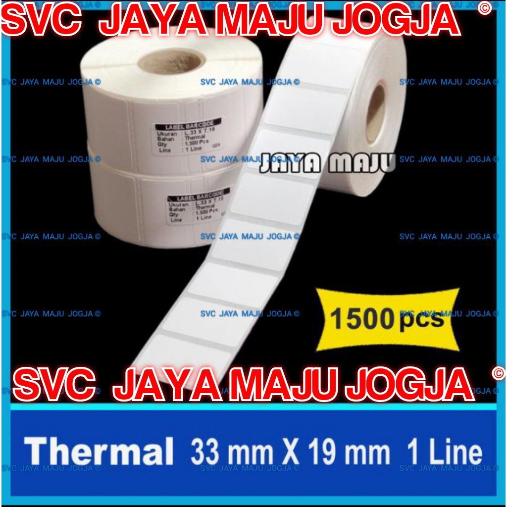 

33 X 19 THERMAL TOP COAT - 1 LINE - FACE OUT - ISI 1.500 PCS || CORE 1" || LABEL BARCODE TANPA RIBBON DIRECT THERMAL - KERTAS STICKER LABEL THERMAL ISI 1500 LBL ANTI AIR ANTI ALKOHOL ANTI MINYAK || 33x19 33x19mm SUPERMARKET SWALAYAN WARUNG