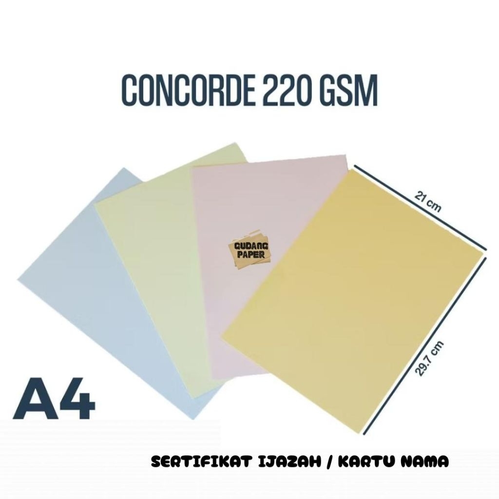 

Kertas Concorde A4 220 gr isi 30 lembar / Concorde A4 220 gram / Kertas Sertifikat Piagam