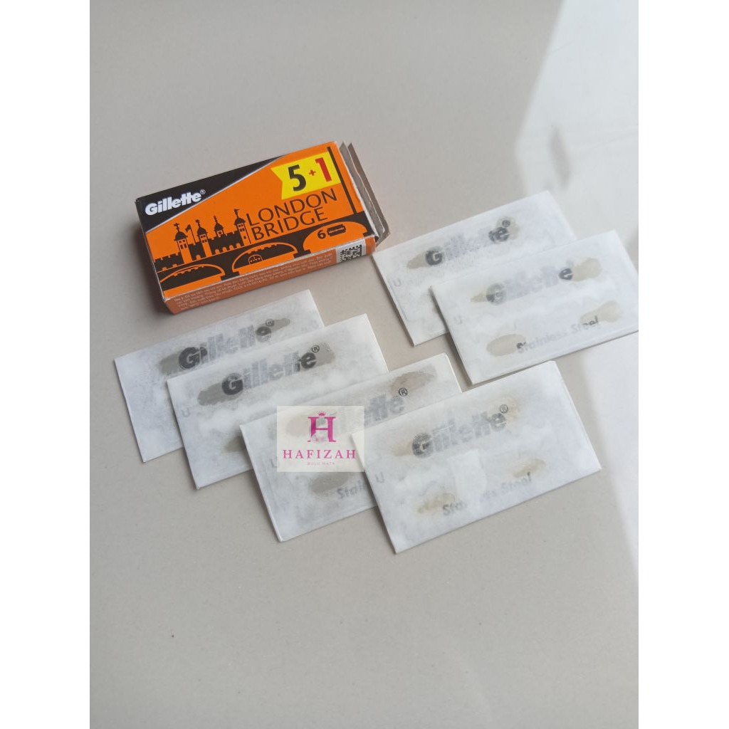 Hafizah Silet Gillette London Bridge ECER 1 Pack Kecil Refil Cukur Tahan Lama & Tajam Cocok Barbersh