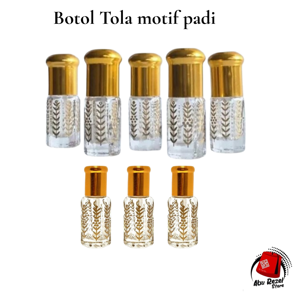 Botol TOLA SURRATI kosong motif padi (3ml/6ml/12ml)-Botol Parfum Tola Kembang Padi