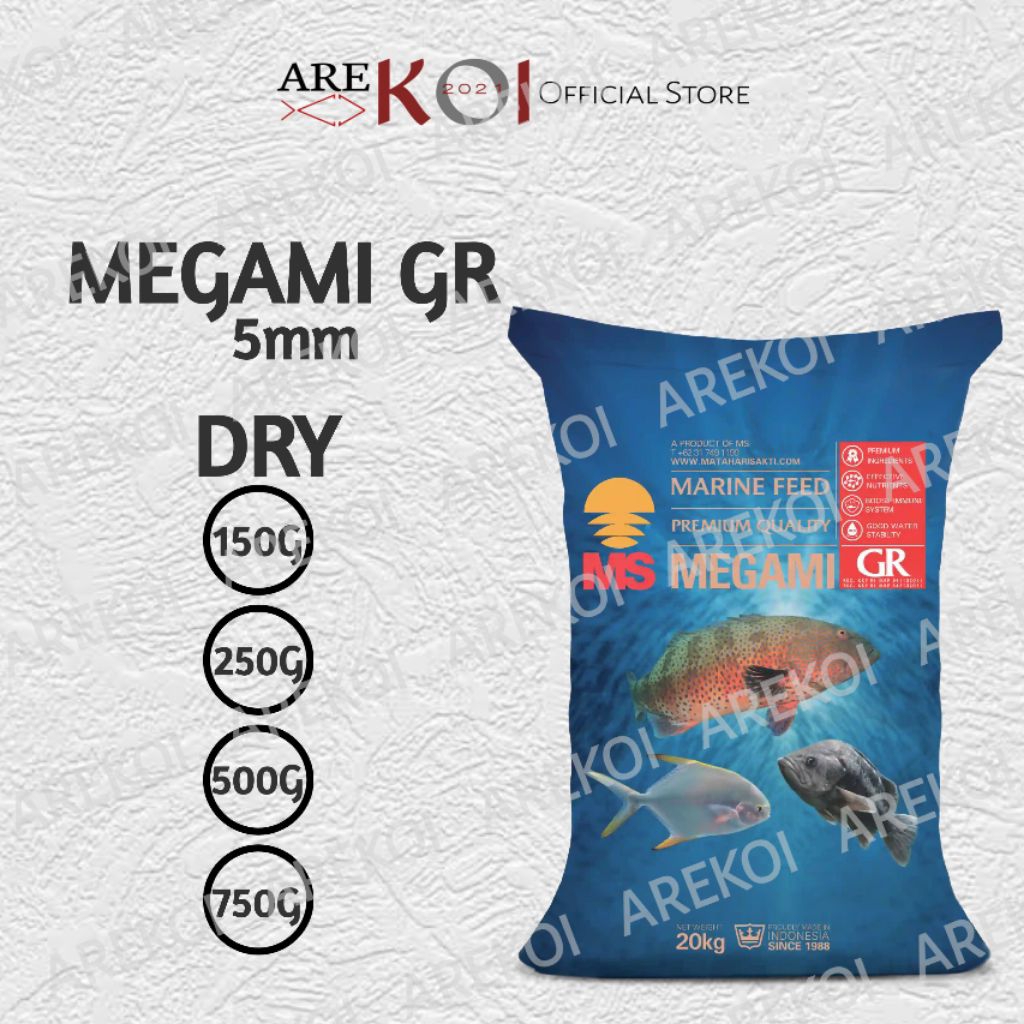 Pelet Megami GR Sinking 5mm Pelet Tenggelam Kemasan Ekonomis