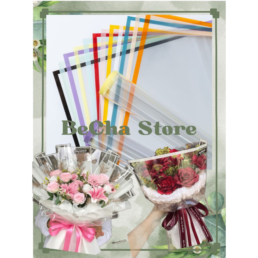 

1PAK (20 lembar) TRANSPARANT FRAME COLOR OPPFungsi Untuk Buket Bunga, Kertas Kado, Dekorasi, dan lain-lain