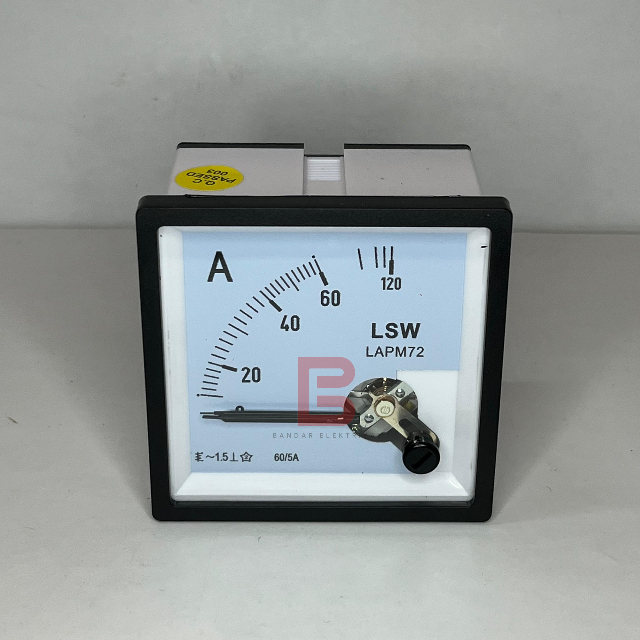 LSW Ampere Meter Analog 60/5A 72 x 72 Panel Meter 60A Via CT MURAH