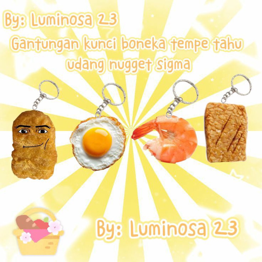 Gantungan kunci tempe tahu udang nugget sigma keychain doll