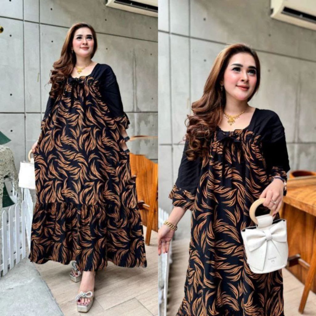DASTER FUJI RAYON KERUT DADA DRES LILY REMPEL GECCA DRES JUMBO LD120