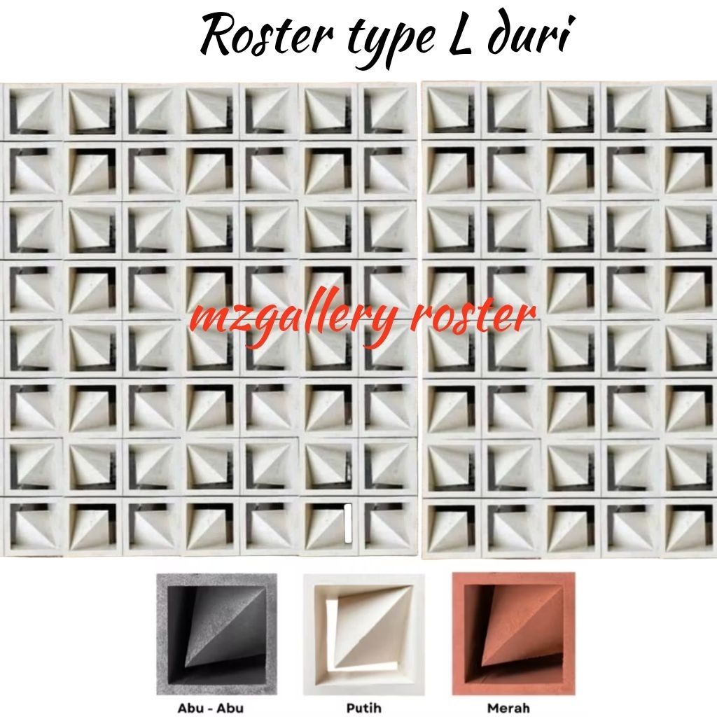 Roster beton satu sisi L daun roster merah roster minimalis roster putih roster ventilasi