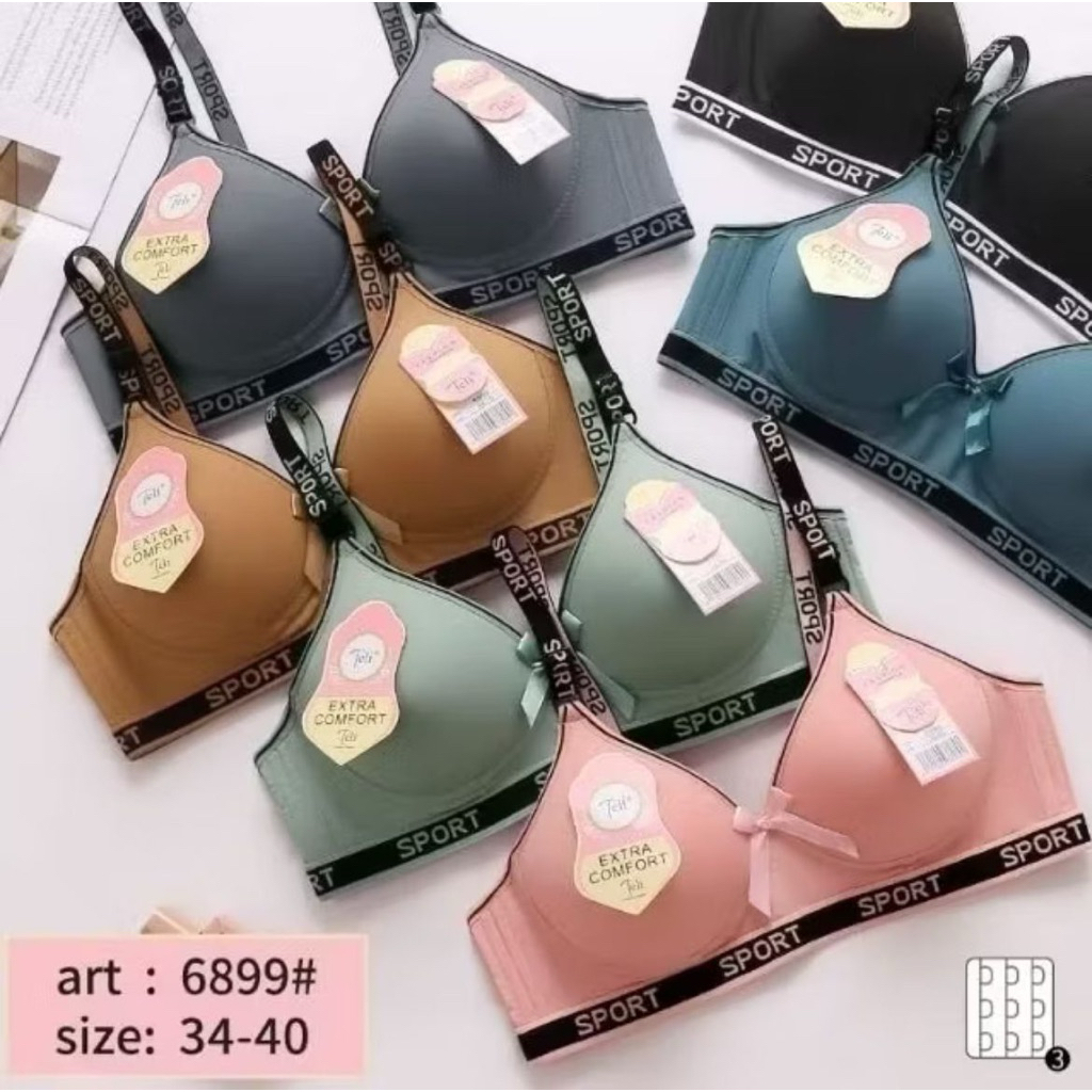 1 Pcs..Bra Wanita TELI #6899Sport Premium( Tanpa Kawat,Kait 3) Import Premium Harga TerjangkauBRA TE