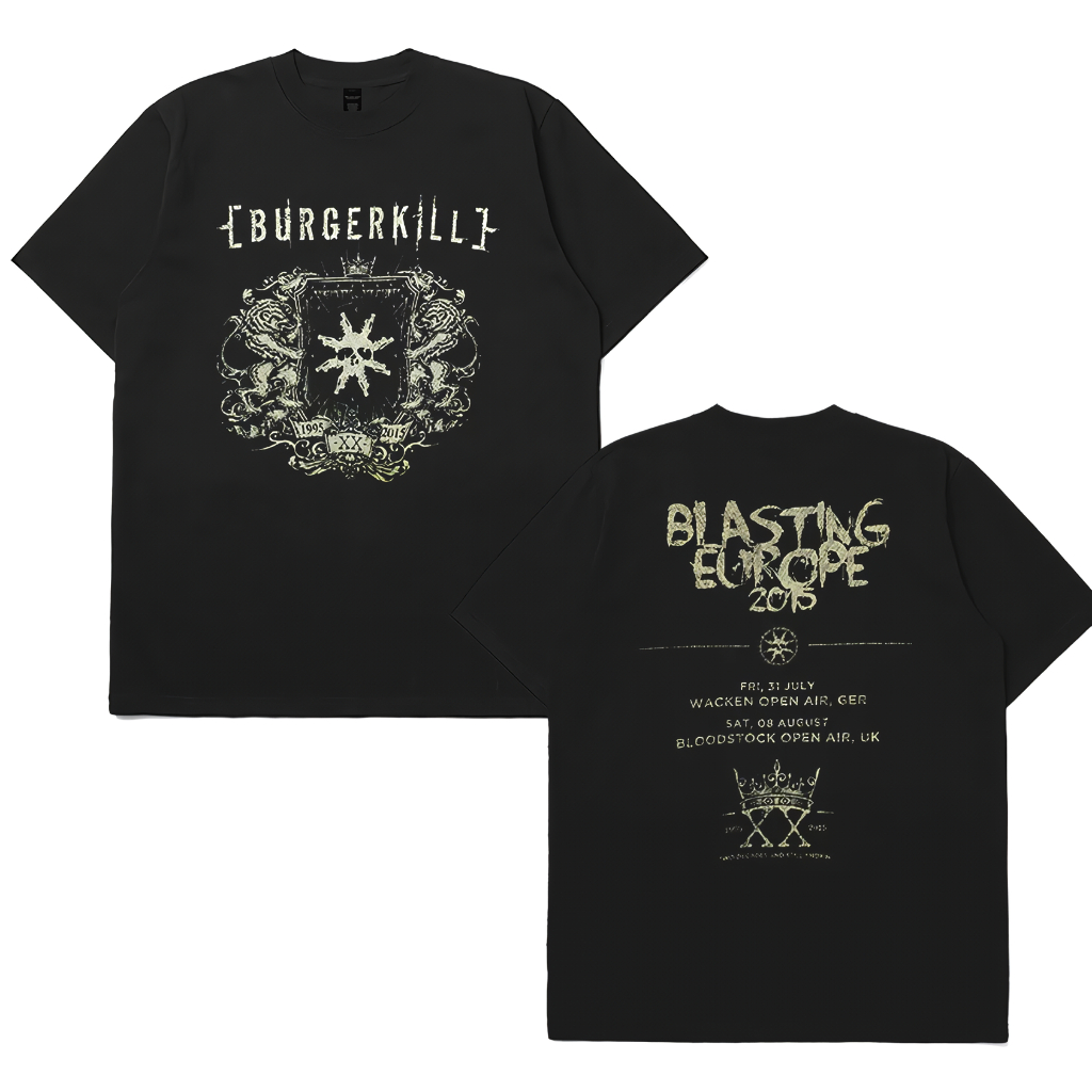 TShirt - Kaos Band Burgerkill Wacken open air blasting Europe 2015 Black | Cotton Combed24s Premium