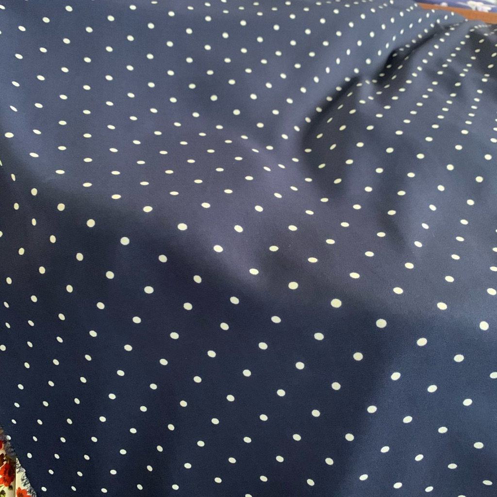 kain ceruty motif polka - kain ceruty motif - kain ceruty babydoll polkadot navy