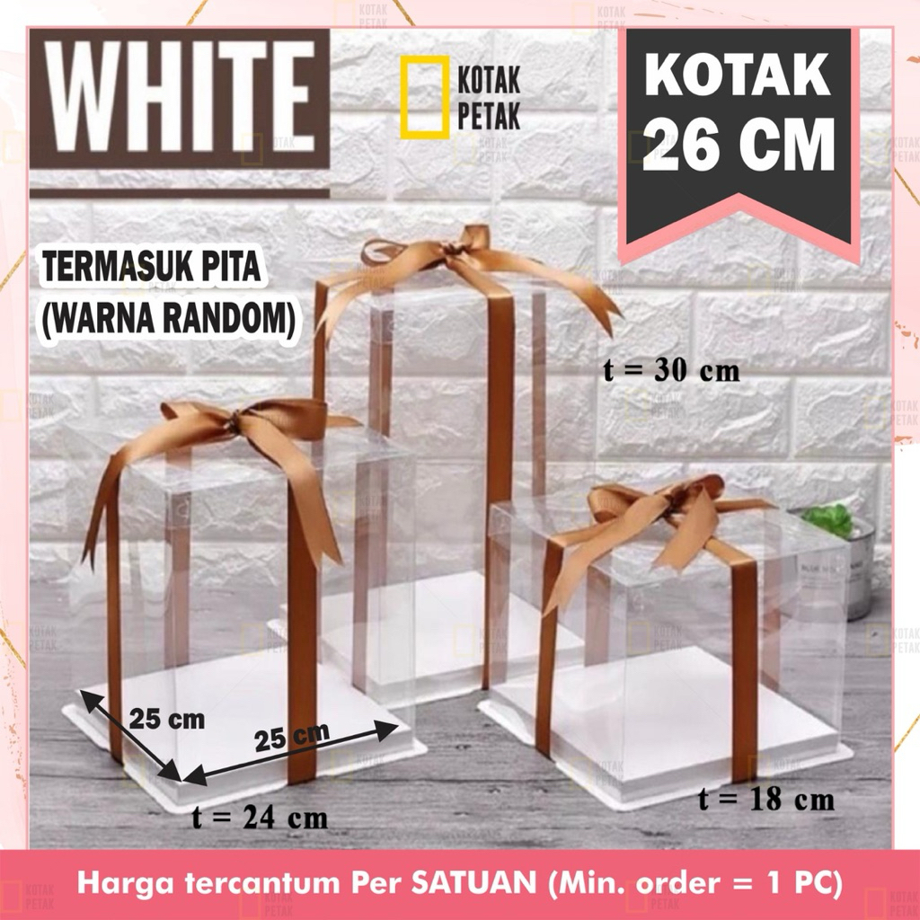 

Kotak Kue Mika Transparant 26 cm x 26 cm PET - tutup atasan mika