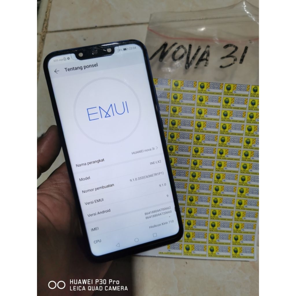 lcd plus frame biru huawei nova 3i tested original copotan