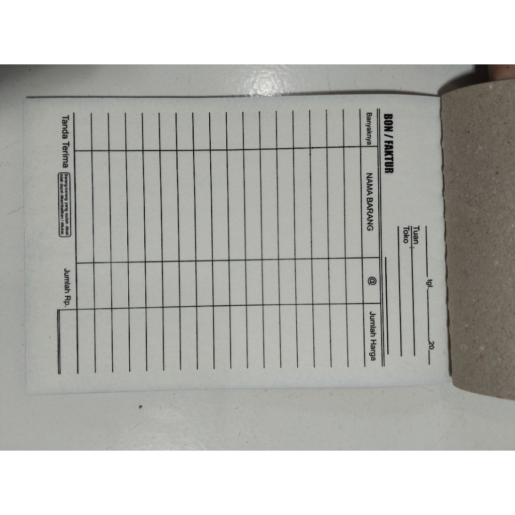 

Bon faktur/kontan/bon 2 ply (1pcs) Tegak