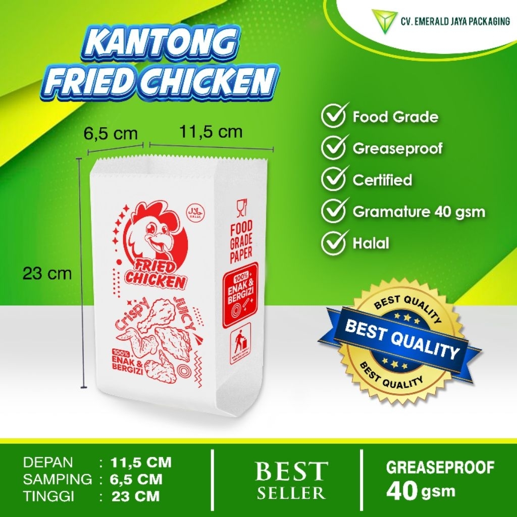 Kantong Fried Chicken  | Kemasan Fried Chicken | Paperbag Fried Chicken | Kantong Kertas Fried Chick
