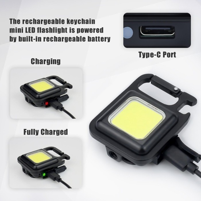 Lampu COB Magnet Keychain Senter Charge Type C Camping Outdoor Light