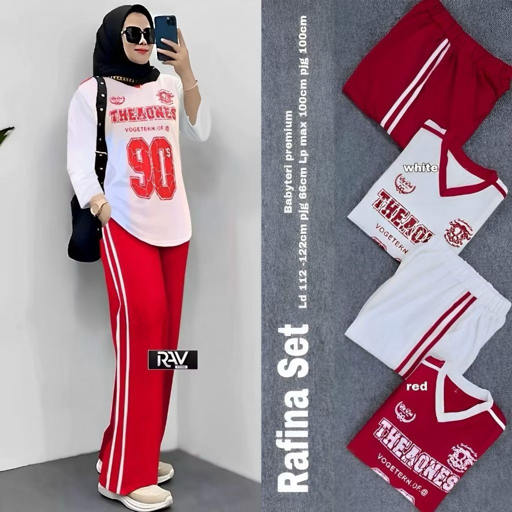 Setelan Kemerdekaan Wanita Atasan Bawahan Remaja Pakaian Hari Merdeka Olahraga Baju Celana Cewek 1 S