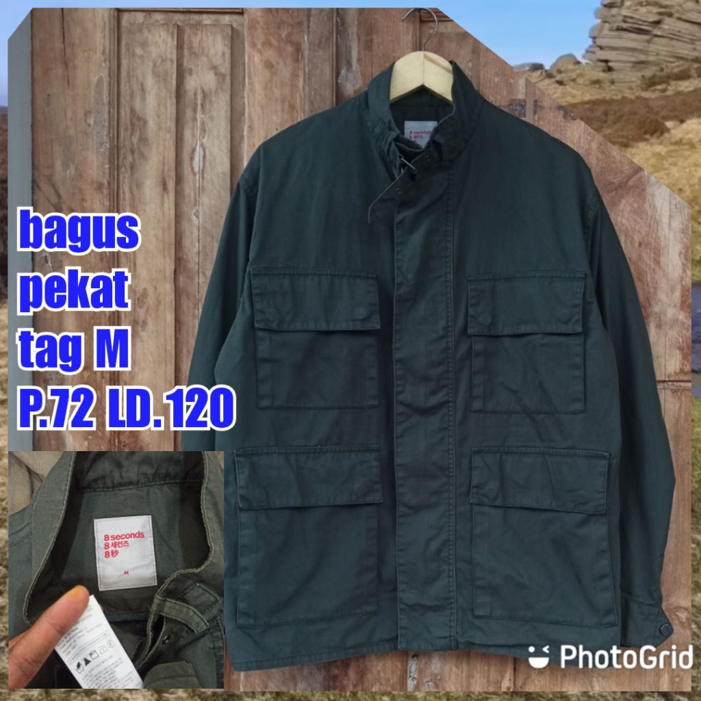 jaket outer overshirt parka army military green hijau m65 fashion 8seconds