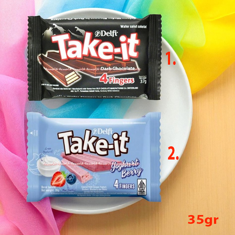 

Delfi Take it 35gr Coklat Hitam Yoghurt Berry Coklat Strawberry Dengan Wafer Salut