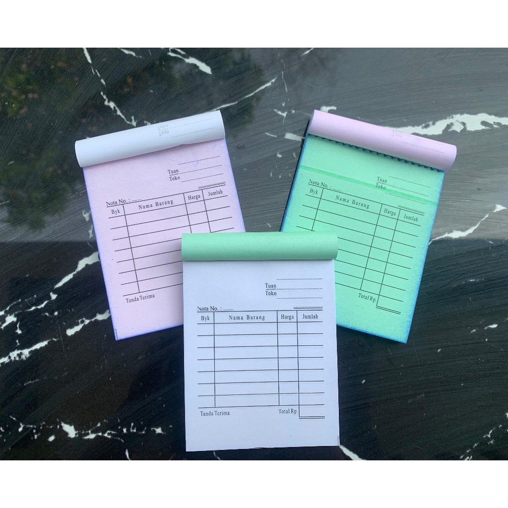 

NOTA MINI 3 PLY, NOTA NCR, UKURAN SEPERDELAPAN FOLIO, NOTA LANGSUNG TEMBUS