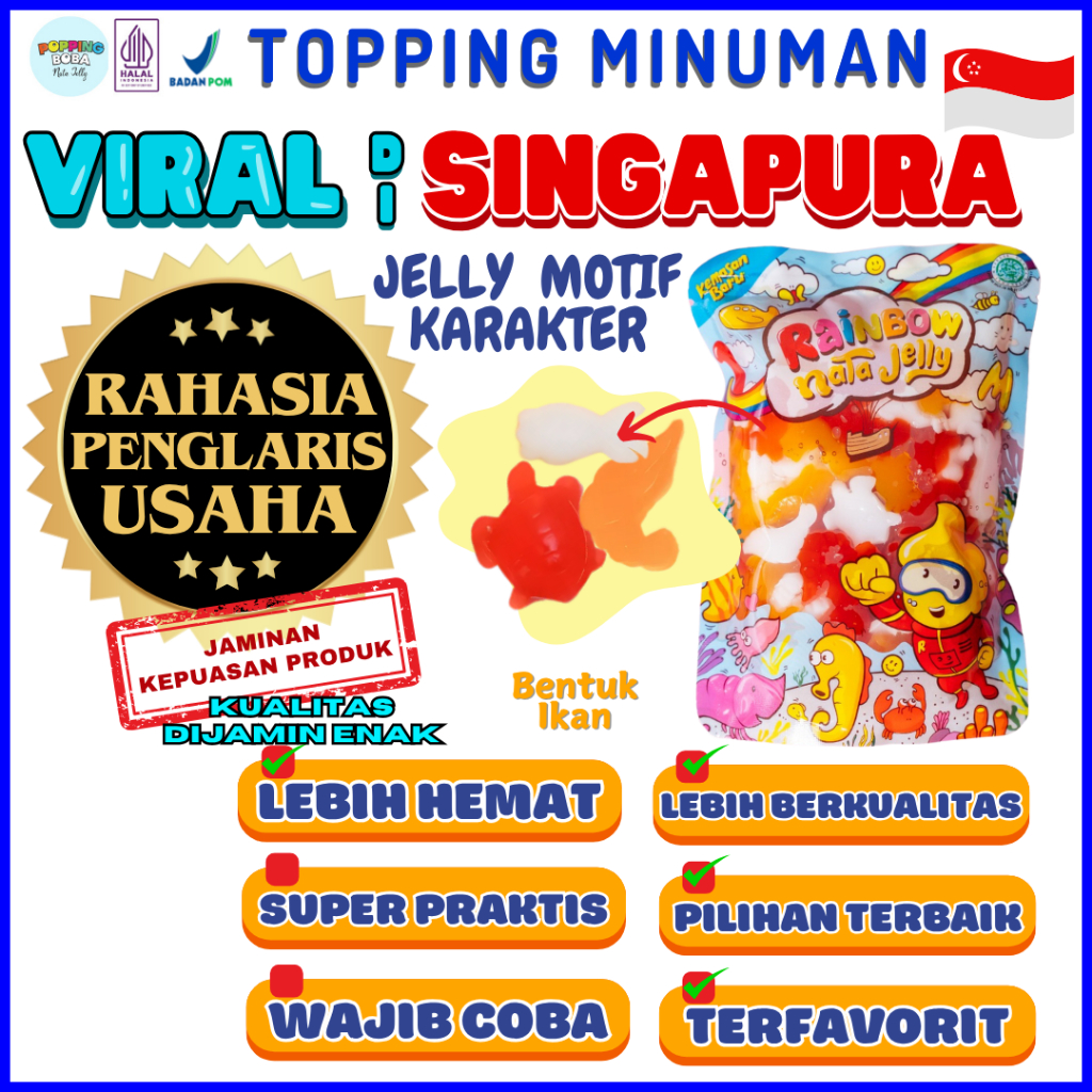 

JellyMotifKarakterToppingMinumanCocokDengan BONICO Bubuk Es Krim Ice Cream Powder - Jelly Motif Katrakter 500 Gram | Cocok Untuk Semua Jenis Minuman