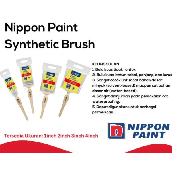 

Nippon Paint Kuas Cat Tembok Minyak Synthetic Paint Brush For Interior Exterior Premium / Kualitas Baik
