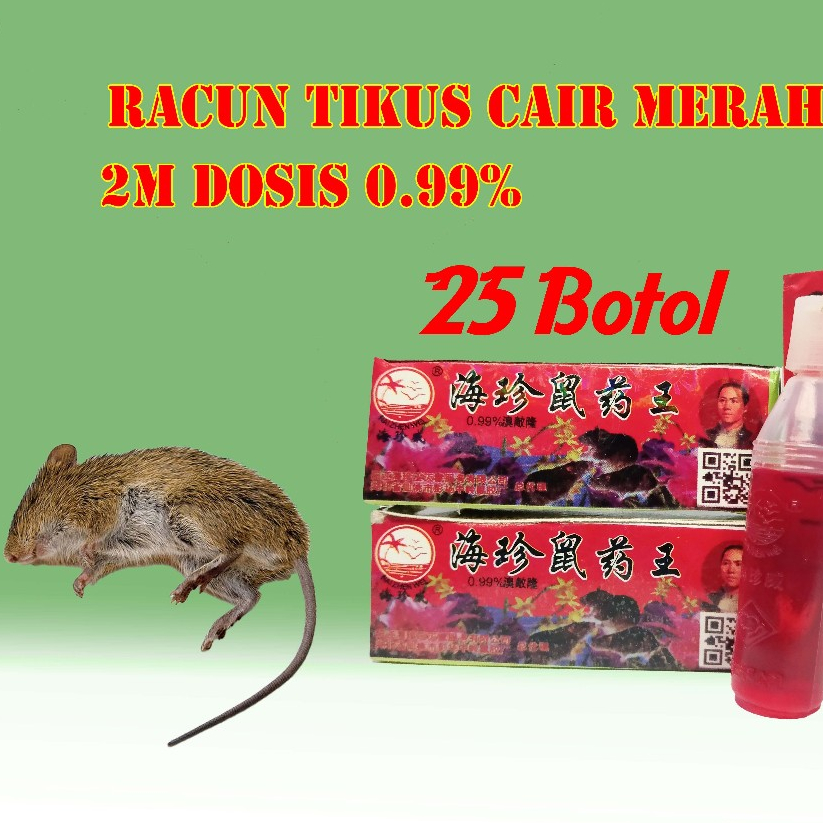 Racun Tikus 2M Merah 1 Box Isi 25 Botol – Cair Ampuh Tikus Sawah & Rumah Harga Grosir